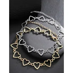 OOMPH Gold & Silver Heart Choker Necklaces for Women - Set of 2-picture-45