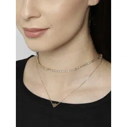 OOMPH Gold Crystal Heart Shape Multi Layer Love Collection for Women-picture-23