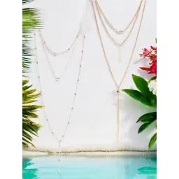 OOMPH Gold Multi Strand Multi Layered Heart Necklace Pack of 2-picture-14