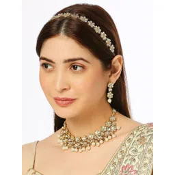 OOMPH Gold-Plated Kundan Studded Necklace & Earrings-picture-11