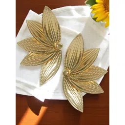 OOMPH Gold Plated Leaf Shaped Drop Earrings-picture-25