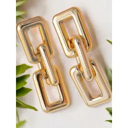 OOMPH Gold Tone Chunky Square Link Chain Drop Earrings for Women and Girls-picture-48
