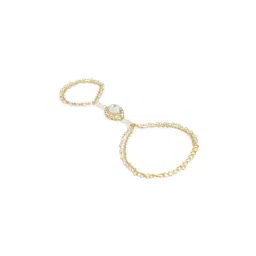 Oomph Gold Tone Ethnic Kundan & Pearls Hand Harness image 2