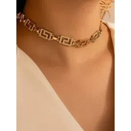OOMPH Gold Tone Geometric Choker For Women and Girls-picture-19