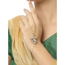 Oomph Gold Tone Kundan & Pearl Hand Harness-picture-28