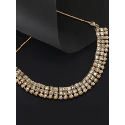 Oomph Gold Tone Kundan Studded Party Wear Indo Western Choker Necklace-picture-39