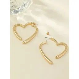 OOMPH Gold Tone Love Heart Shape Fashion Small Hoop Earrings-picture-10