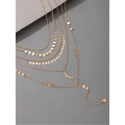 OOMPH Gold Tone Multi Layered Multi-Strand Fashion Necklace for Women-picture-26