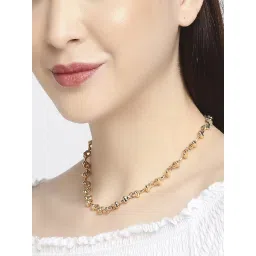 OOMPH Gold Tone Thick Interwoven Link Chain Choker Necklace for Women image 2