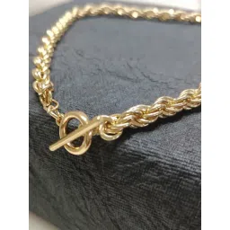 OOMPH Gold Tone Thick Interwoven Link Chain with Lock Design Choker Necklace for Women-picture-48