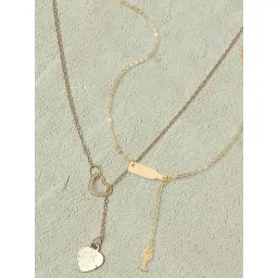 OOMPH Gold Tone Wine Glass and Heart Lariat Delicate Fashion Necklace Pack of 2-picture-35