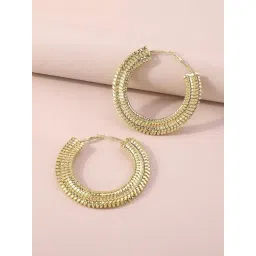 OOMPH Golden Tone Big Statement Party Fashion Full Hoop Earrings for Women-picture-47