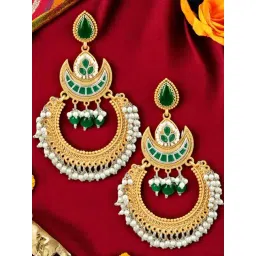 OOMPH Green Floral Drop Earrings-picture-16
