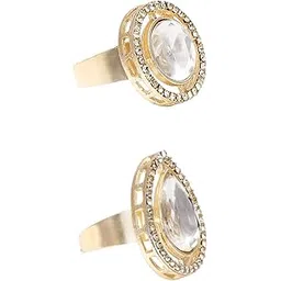 oomph Jewellery Combo of 2 Gold Kundan Ring Set - Jadau Design - Indo-Western Look - For Women & Girls Stylish Latest (MPR66-MPR68_Z)- For Women & Girls Stylish Latest-picture-32