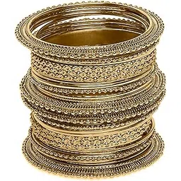 oomph Jewellery Combo of 26 Antique Gold Bangle Set for Women & Girls Stylish Latest - Size 2.6 (BBA82_Z)- For Women & Girls Stylish Latest-picture-13
