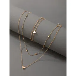 Oomph Jewellery Gold Tone Multi Layer Heart Charm Necklace & Anklet Jewellery Set-picture-10