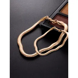 Oomph Jewellery Gold Tone Snake Chain Choker Necklace & Anklet Jewellery Set-picture-39