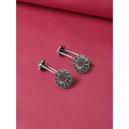 OOMPH Jewellery Pair of Oxidized Silver Heart Shape Floral Ethnic Ear Cuff-picture-27