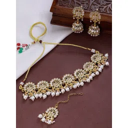 OOMPH kundan Studded & Pearls Beaded Jewellery Set-picture-17