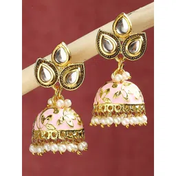 OOMPH Kundan Studded Meenakari Drop Earrings-picture-28