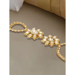 OOMPH Kundan Studded Wraparound Bracelet With Ring-picture-23