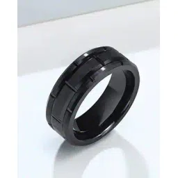 oomph Men Brick Pattern Stainless Steel Band Ring-picture-35
