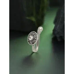 OOMPH Oxidised Silver Stones & Pearls Ethnic Nosering-picture-42