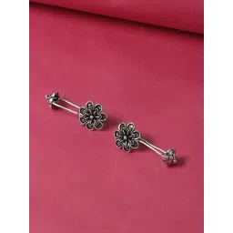 Oomph Oxidized Silver Floral Ethnic Ear Cuff-picture-23