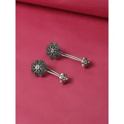 Oomph Oxidized Silver Floral Ethnic Ear Cuff-picture-24