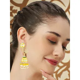 OOMPH Peacock Shaped Jhumkas Earrings-picture-11