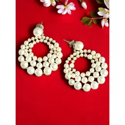 OOMPH Pearls Circular Shaped Drop Earrings-picture-34