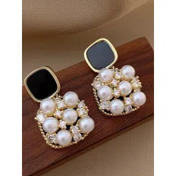 Oomph Pearls Square Western Partywear Black Drop Earrings-picture-19