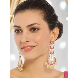 OOMPH Pink Floral Drop Earrings-picture-34