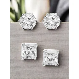 OOMPH Set Of 2 Cubic Zirconia Studded Studs-picture-25