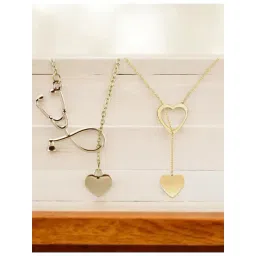 OOMPH Set Of 2 Gold Tone Minimal Lariat Fashion Necklace-picture-19