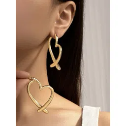 OOMPH Set of 2 Heart Shaped Half Hoop Earrings image 2