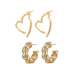 OOMPH Set of 2 Heart Shaped Half Hoop Earrings image 4