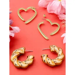 OOMPH Set of 2 Heart Shaped Half Hoop Earrings image 1