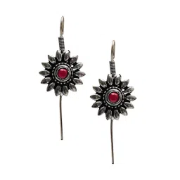 OOMPH Silver Floral Ear Cuff Earrings image 3