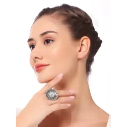 OOMPH Silver Oxidised Cocktail Rings-picture-27