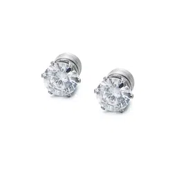 OOMPH Silver-Toned & White Circular Studs Earrings-picture-25