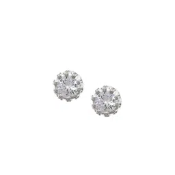 OOMPH Silver-Toned Cubic Zirconia Studded Circular Studs Earrings-picture-17