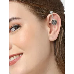 OOMPH Silver-Toned Floral Ear Cuff Earrings-picture-29