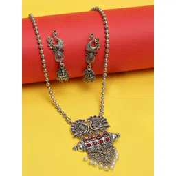 OOMPH Silver-Toned Oxidised Jewellery Set-picture-30