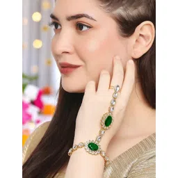 OOMPH Women Kundan Handcrafted Ring Bracelet-picture-19