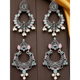 OOMPH Women Pack Of 2 Floral Drop Earrings-picture-42