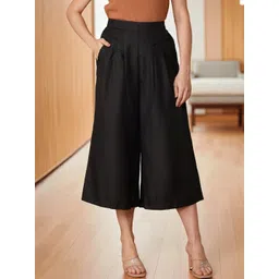 Oomph! Women Relaxed Wide Leg High-Rise Pleated Culottes Trousers-picture-13