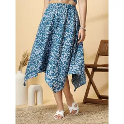 oomph! Women Self Design Flared Blue Skirt-picture-12