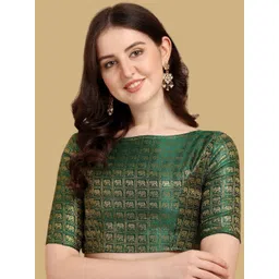 Oomph! Women Woven Design Boat Neck Saree Blouse-picture-41