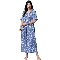 oomph! Women's Cotton Blend Maxi Casual Relaxed Night Shirt-picture-23